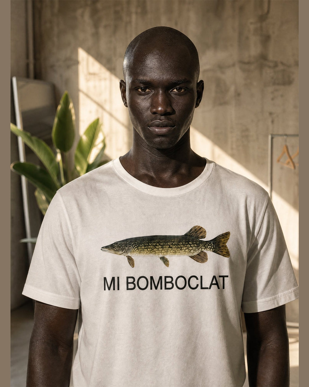Man wearing the MI BOMBOCLAT heavyweight boxy tee in White